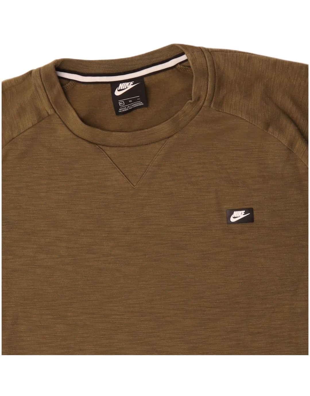 NIKE Mens Sweatshirt Jumper XL Khaki Flecked Cotton