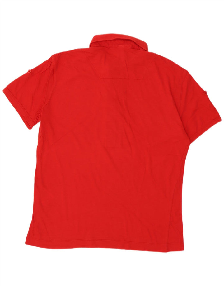 BIKKEMBERGS Womens Polo Shirt UK 14 Medium Red Cotton