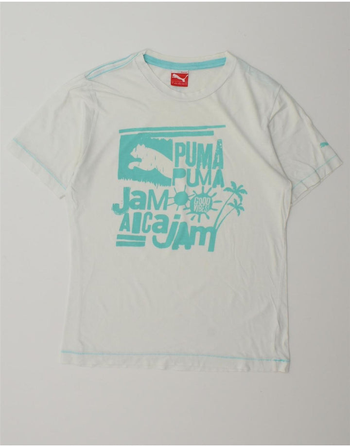 PUMA Mens Graphic T-Shirt Top Small White Cotton Vintage Puma and Second-Hand Puma from Messina Hembry 