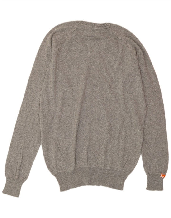 SUPERDRY Herre V-hals sweater mellemgrå bomuld