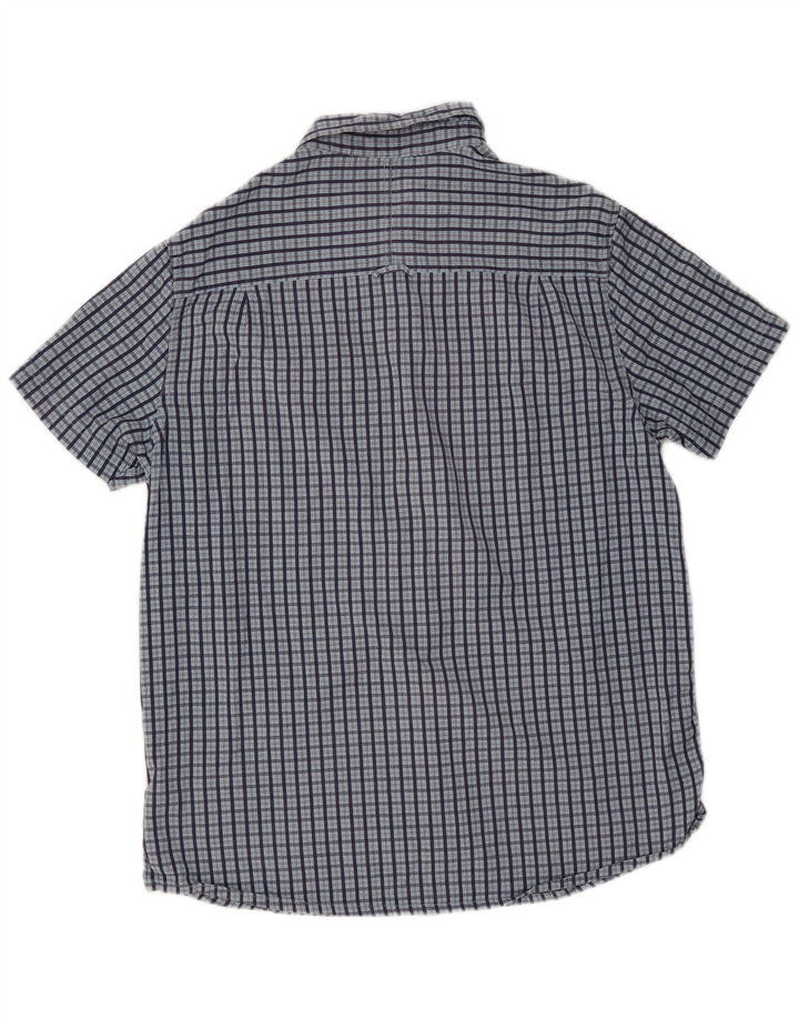 Mountain Warehouse Mens Short Sleeve Shirt Large Navy Blue Check Cotton