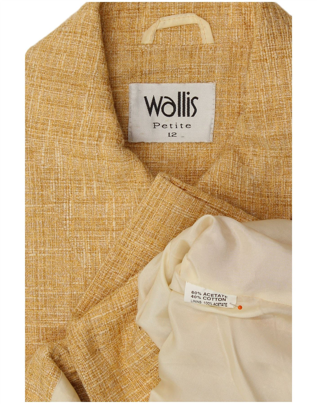 WALLIS Womens Petite Crop 4 Button Blazer Jacket UK 12 Medium Beige