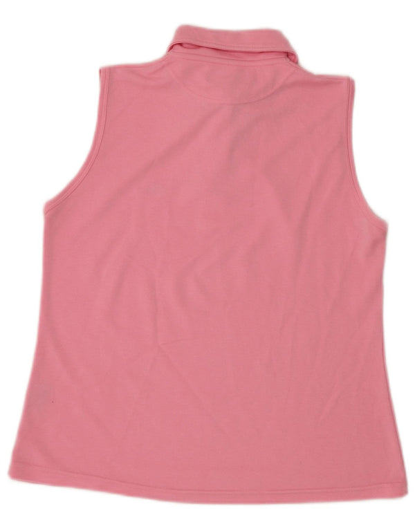Best Company Dame ærmeløs polo shirt UK 16 Large Pink Polyester