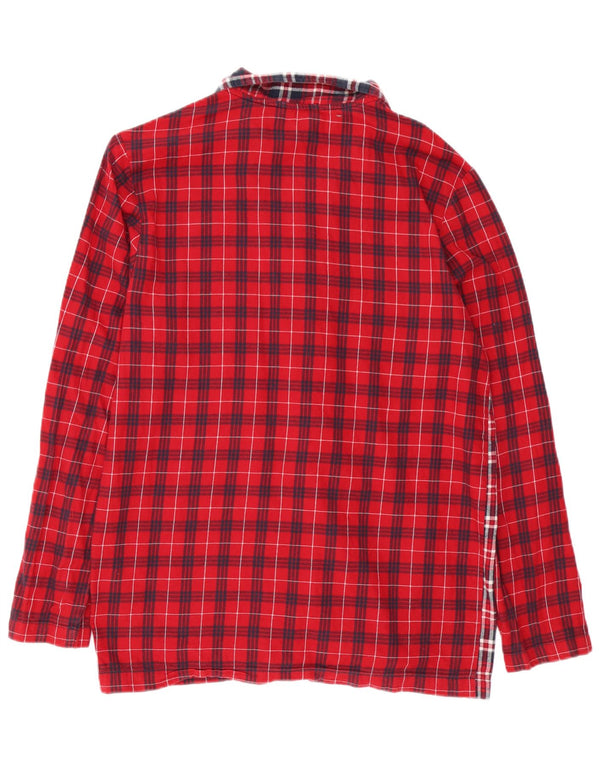 Tommy Hilfiger Mens Flannel Shirt Medium Red Check Cotton
