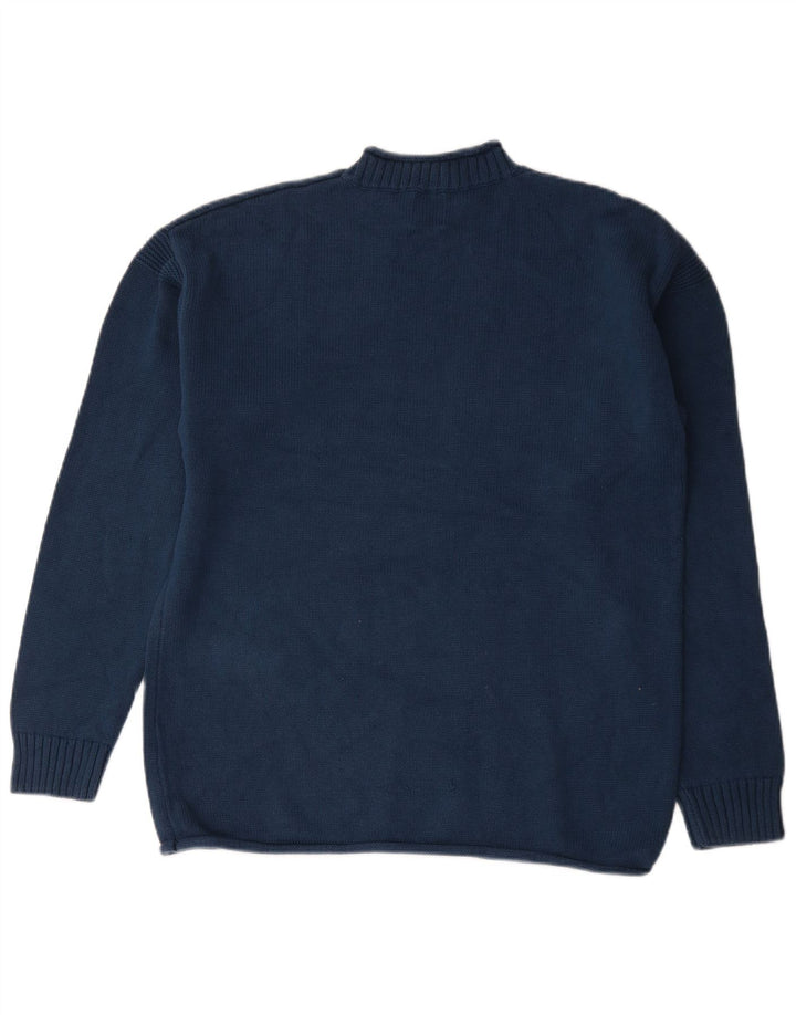 Zara Mens Turtle Neck Jumper Sweater Large Navy Blue Cotton