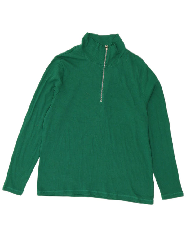 Marks & Spencer Haut à col zippé et manches longues pour femme UK 18 XL Coton vert