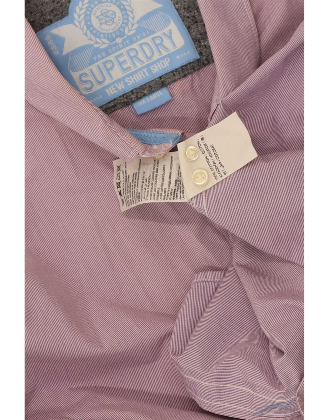 Superdry Mens Shirt 2XL Pink Pinstripe Cotton