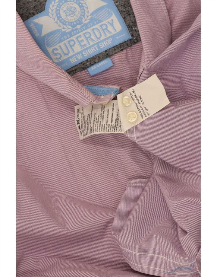 Superdry Mens Shirt 2XL Pink Pinstripe Cotton