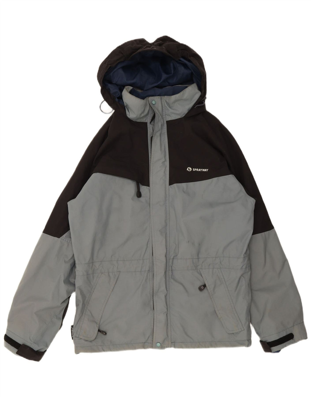Sprayway Mens Hooded Rain Jacket UK 38 Medium Grey Colourblock Polyamide