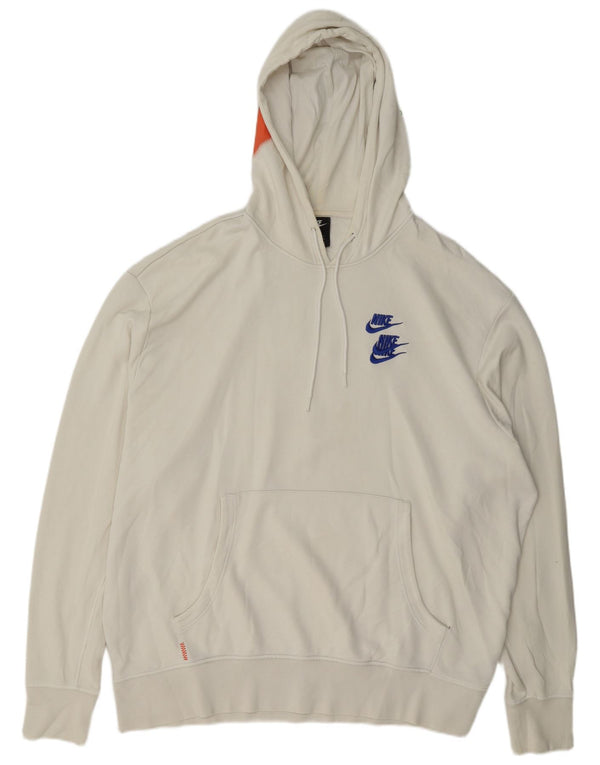 Nike Pull à capuche graphique pour homme 2XL en coton blanc