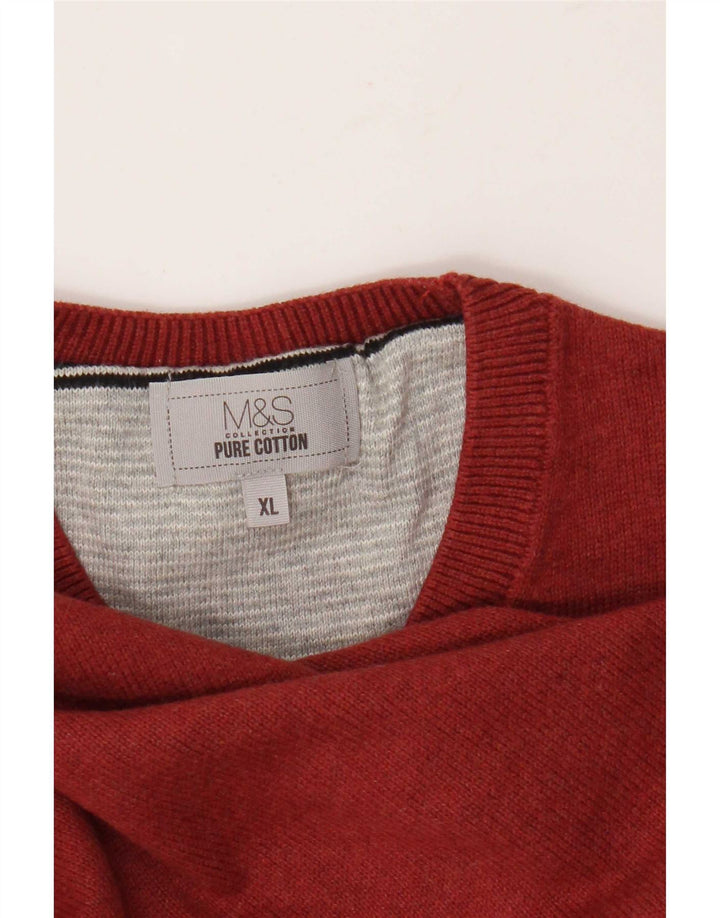 Maglione maglione girocollo da uomo Marks & Spencer XL in cotone rosso