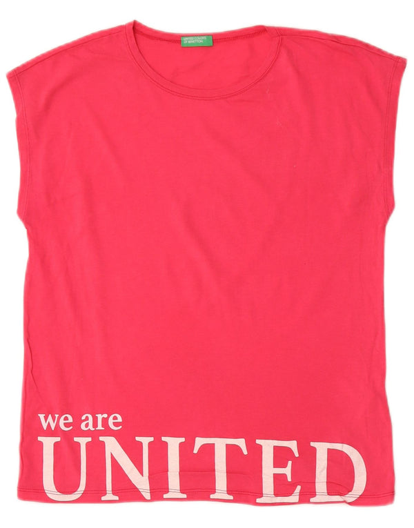 T-shirt grafica per bambina Benetton Top 13-14 anni 3XL Cotone rosa