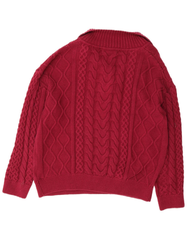 Crew Clothing Damski sweter polo z dekoltem w kształcie litery UK 12, średni bordowy bawełniany
