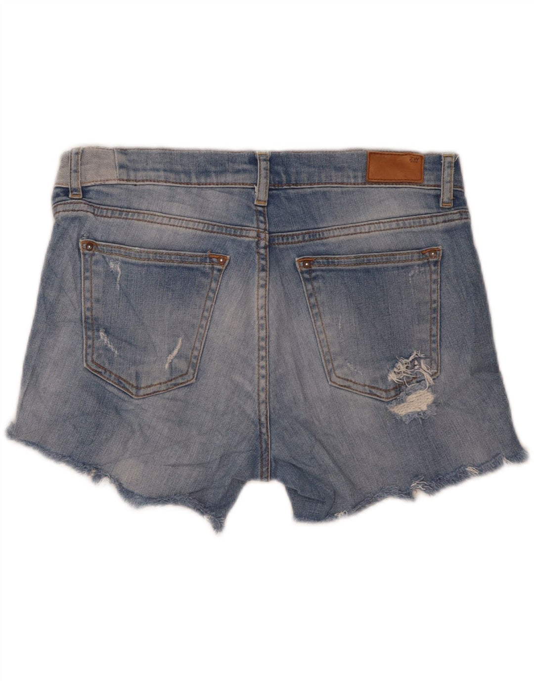 Zara Damen-Jeansshorts im Used-Look mit mittelhohem Bund und entspannter Passform, Größe M W30, Blau