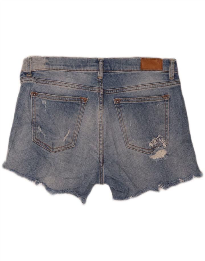 Zara Damen-Jeansshorts im Used-Look mit mittelhohem Bund und entspannter Passform, Größe M W30, Blau