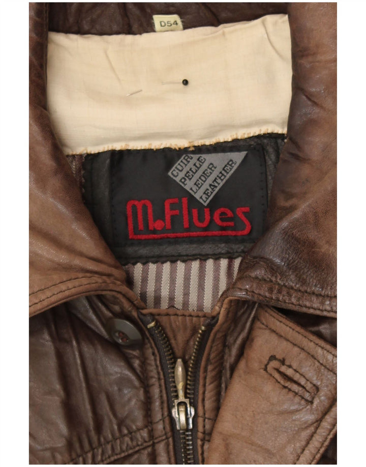 Vintage Mens Bomber Leather Jacket IT 54 2XL Brown Leather Retro