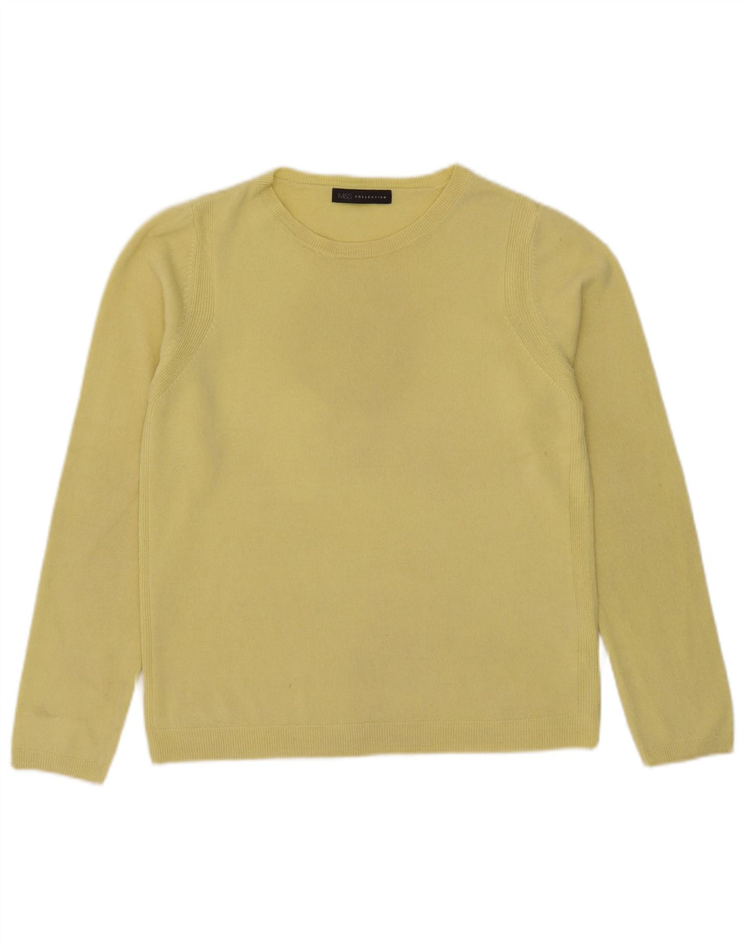 Marks & Spencer Womens Crew Neck Jumper Sweater UK 12 Medium Yellow