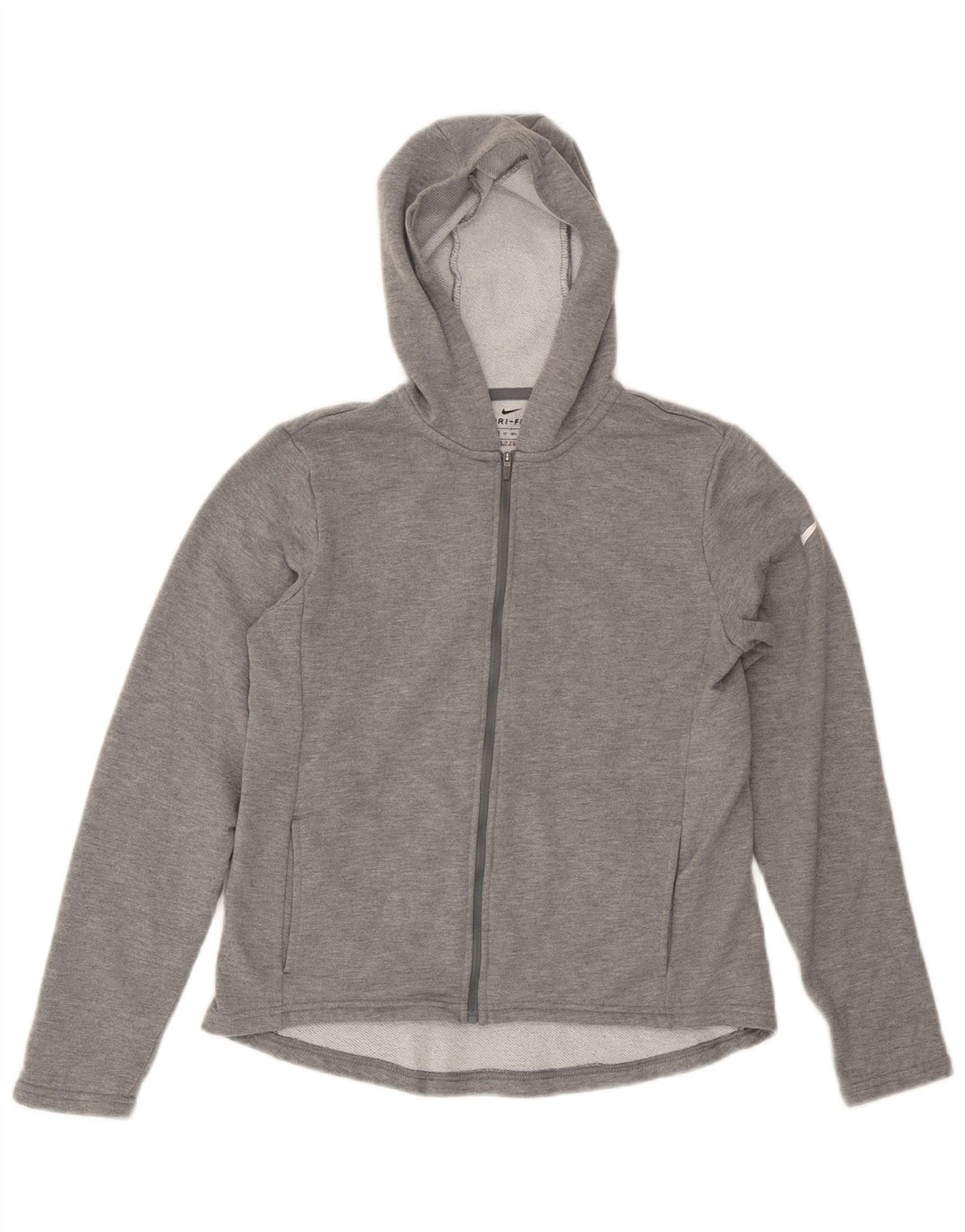 Nike Womens Zip Hoodie Sweater UK 6 XS Grey Polyester