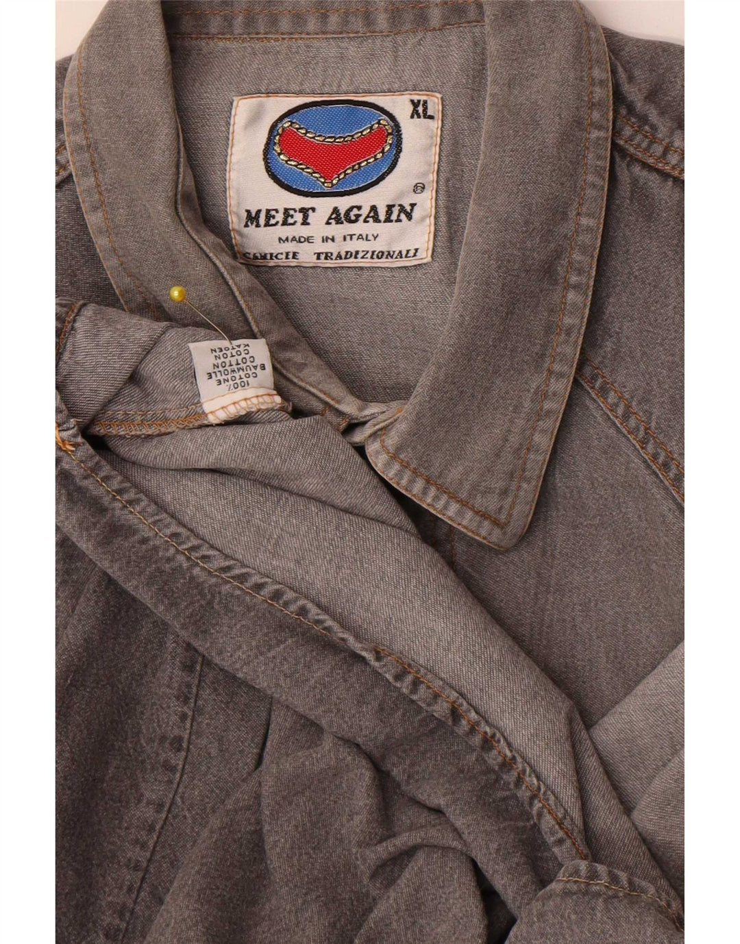 Chemise en jean homme vintage XL coton gris
