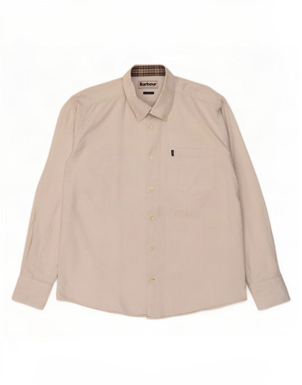 Camicia Barbour da uomo su misura misura grande in cotone bianco