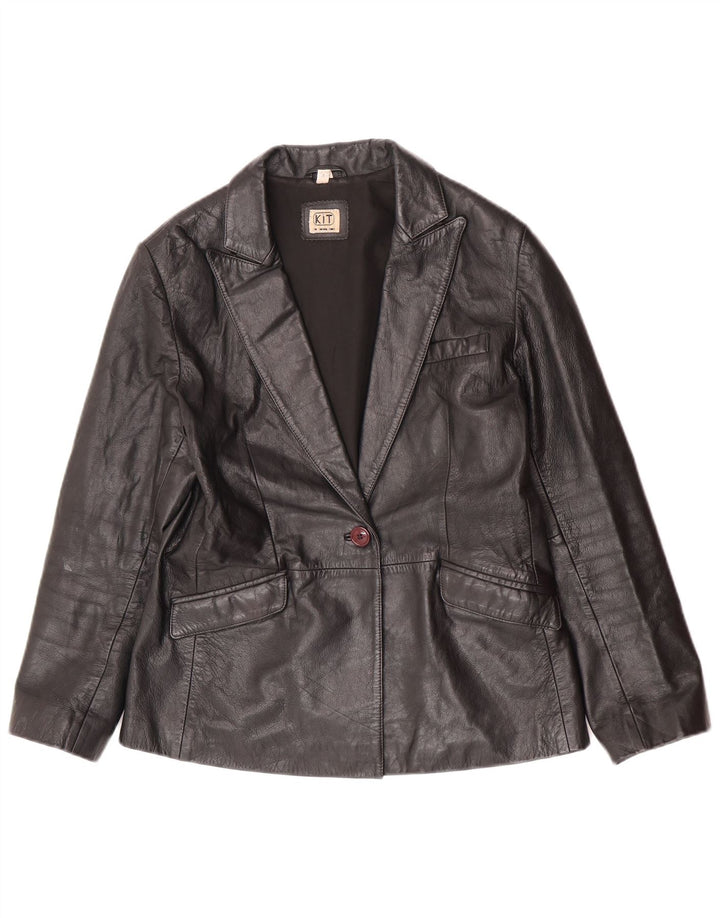 Vintage Womens Leather Jacket UK 12 Medium Black Leather
