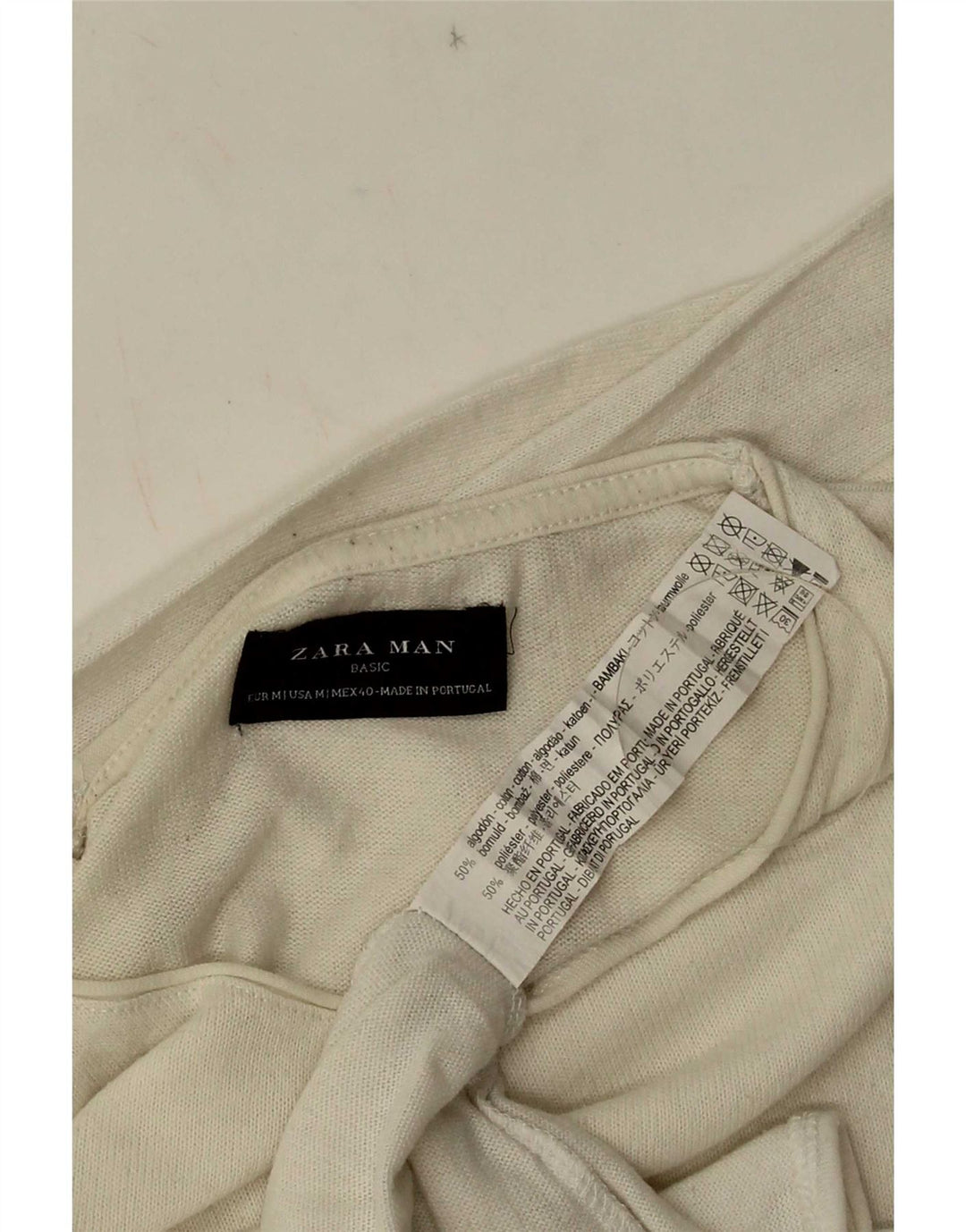 Top Zara da uomo a maniche lunghe in cotone bianco medio