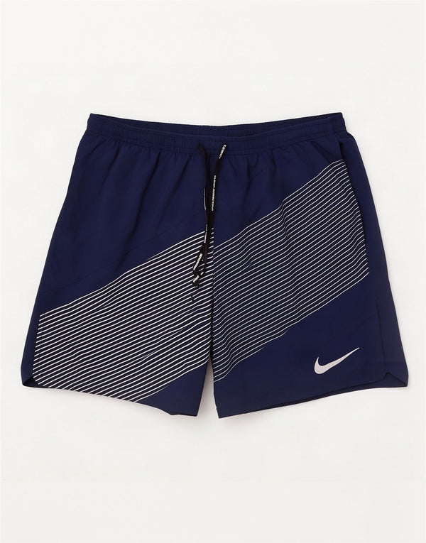 Nike Herre Dri Fit sportsshorts store marineblå stribet polyester