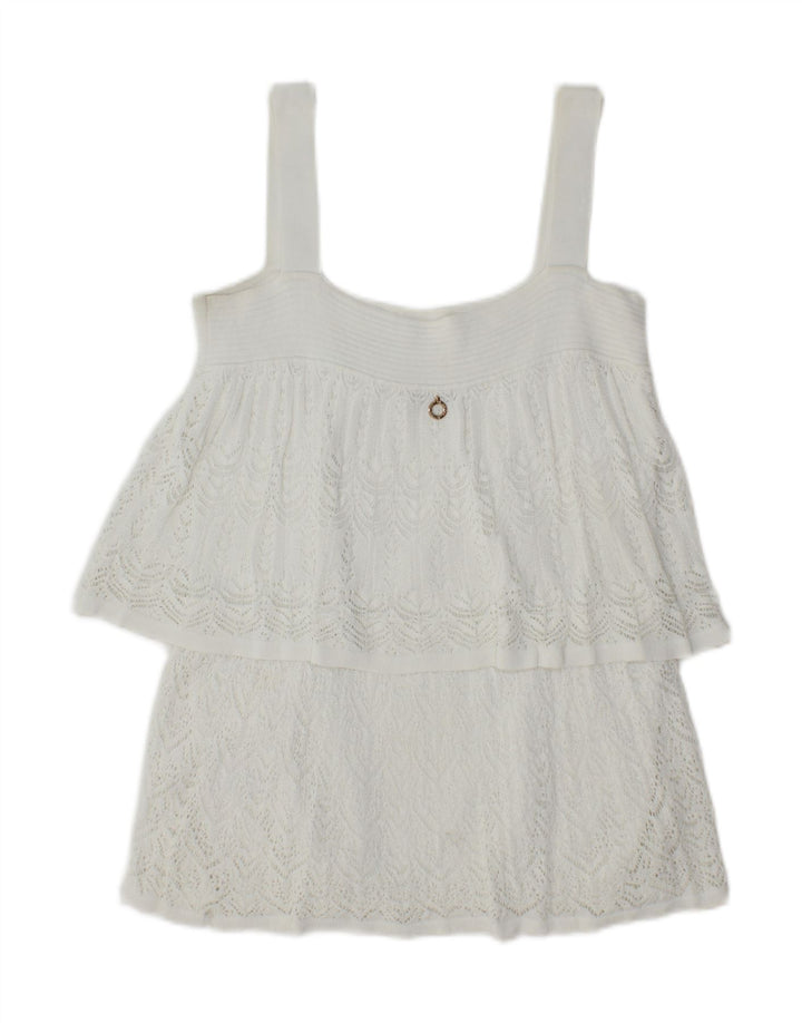 RELISH Womens Knit Cami Top UK 14 Large White Viscose Vintage Relish and Second-Hand Relish from Messina Hembry 
