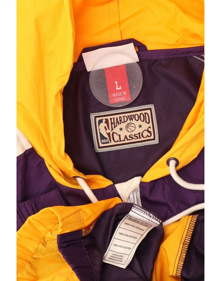 Mitchell & Ness Mens Graphic Rain Jacket UK 40 Large Purple Colourblock