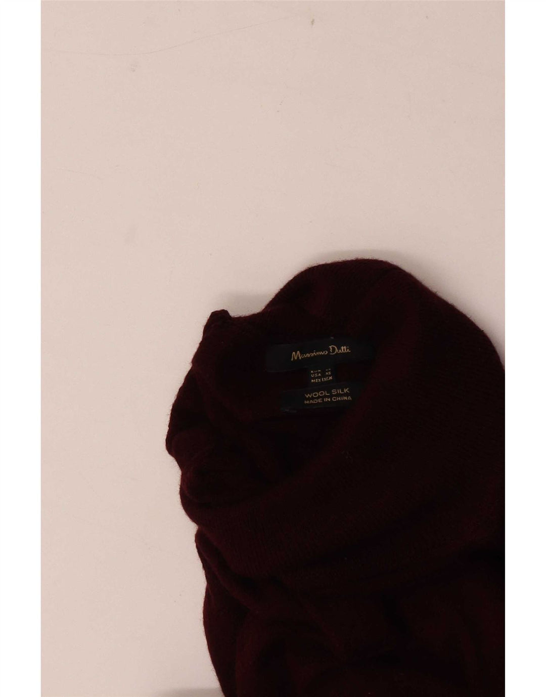Massimo Dutti Mens Turtle Neck Jumper Sweater XS Burgundy Wool
