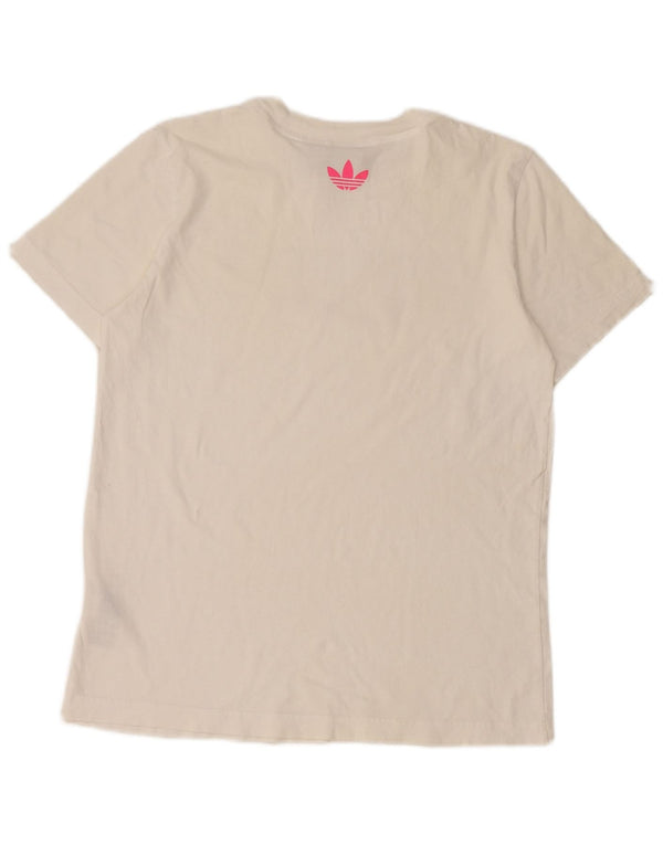 Adidas Damen Graphic T-Shirt Top UK 12 Mittelweiße Baumwolle