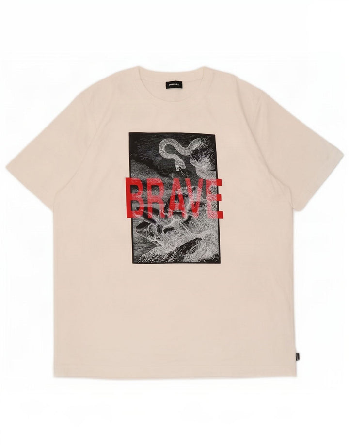 T-shirt grafica da uomo Diesel Top grande in cotone bianco