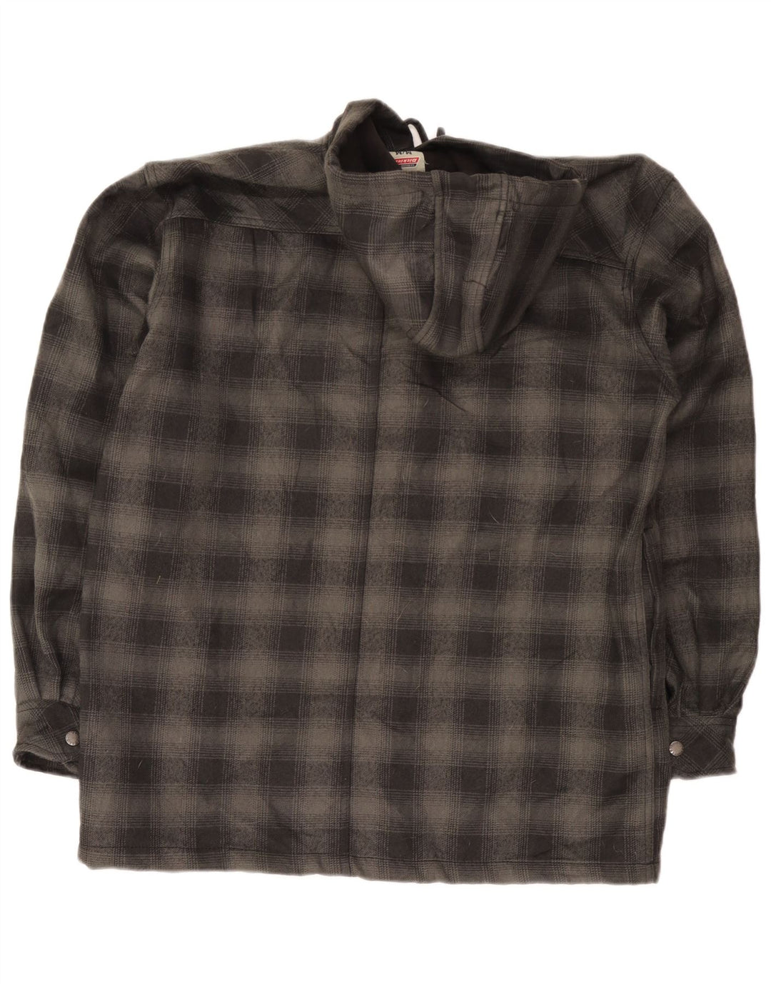 Dickies Mens Hooded Lumberjack Shirt UK 38/40 Medium Grey Check Polyester