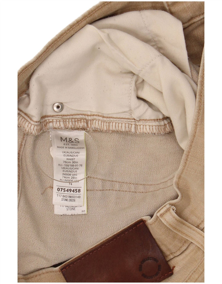 Jeans da uomo Marks & Spencer Regular Fit dritti W30 L29 Beige Cotone