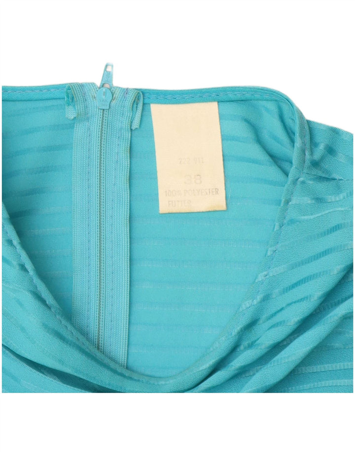 Vintage Womens A-Line Dress EU 38 Medium Blue Striped Polyester