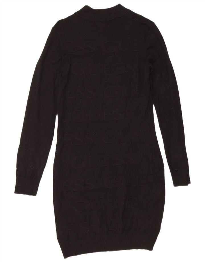 Guess Womens Graphic Jumper Dress UK 12 Medium Black Viscose