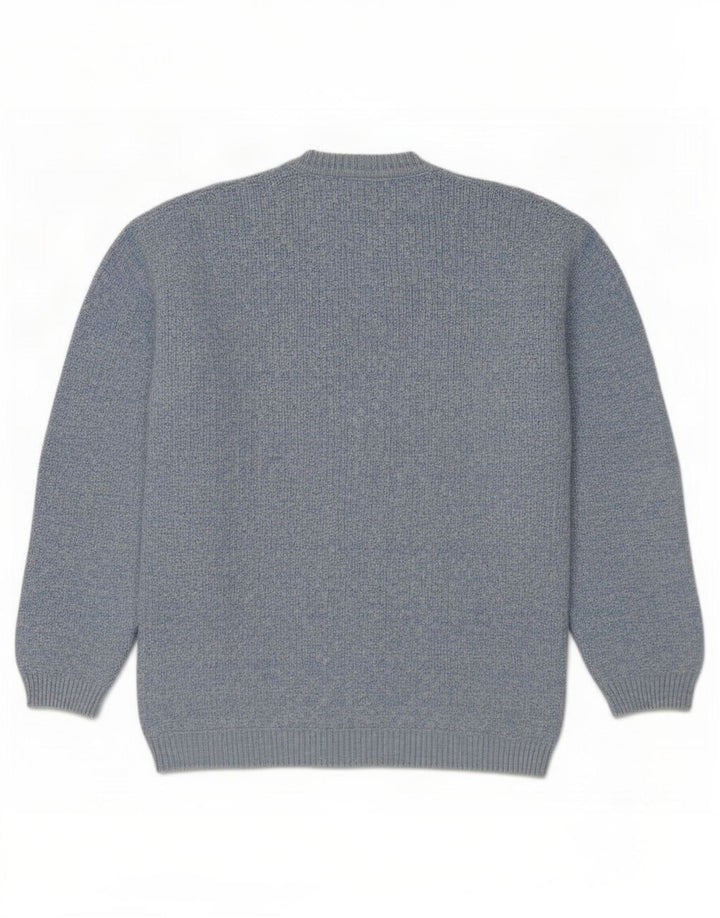 Colorado Mens V-Neck Jumper Sweater Medium Blue Flecked Cotton
