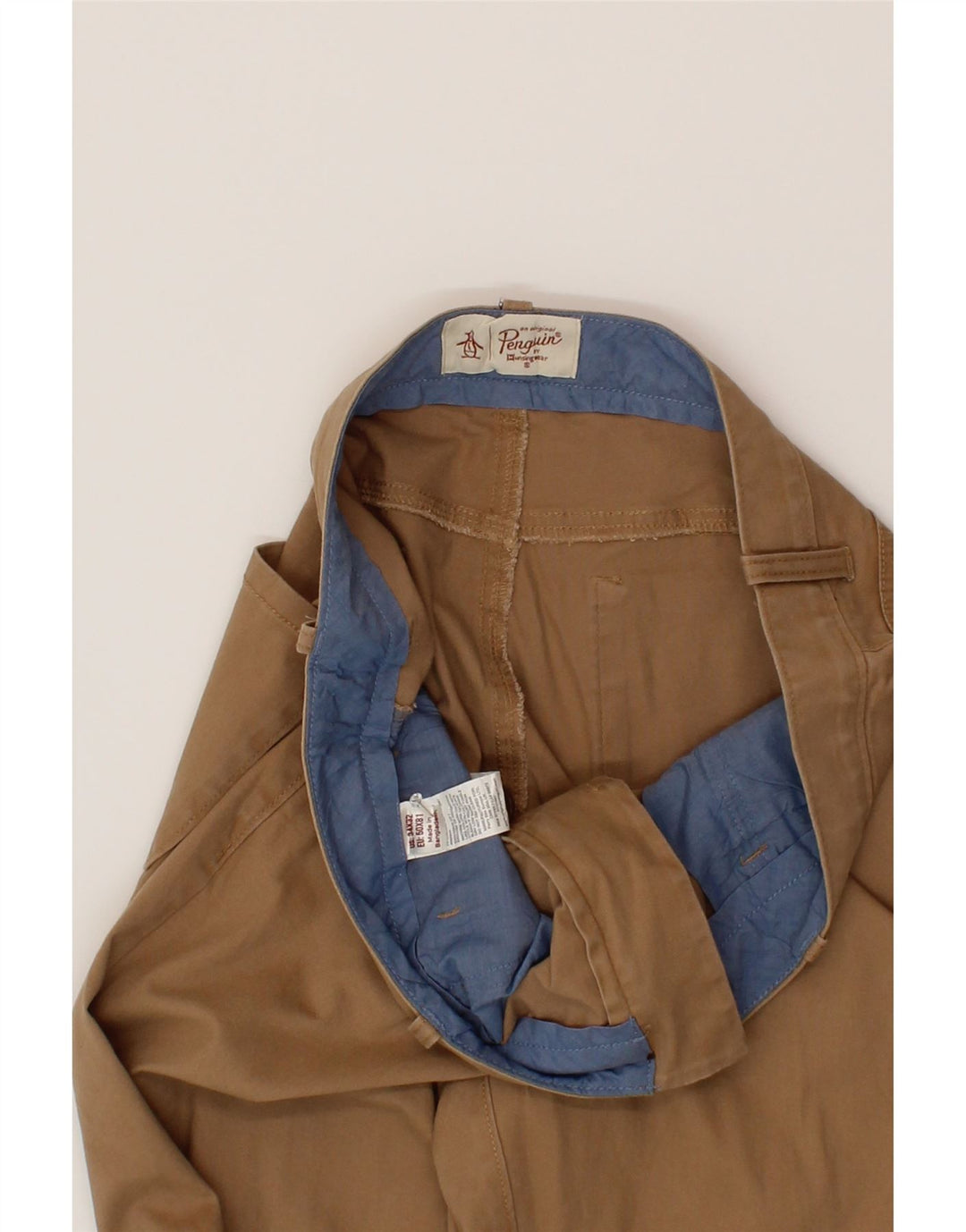 PENGUIN Mens Slim Casual Trousers W34 L32 Brown Cotton Vintage Penguin and Second-Hand Penguin from Messina Hembry 