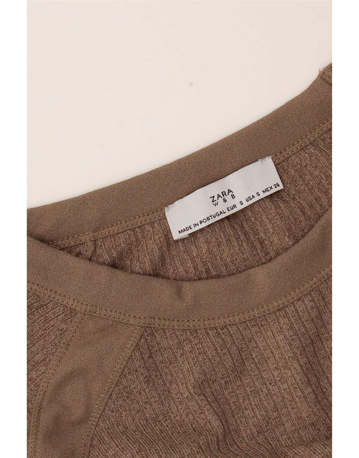 Zara Womens Oversized Top Long Sleeve UK 10 Small Brown