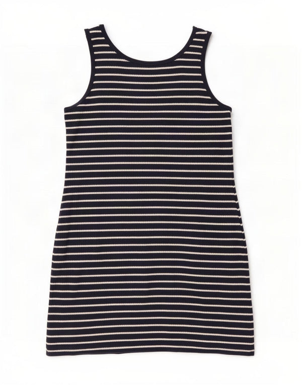 Lacoste Damen Ärmelloses T-Shirt-Kleid Größe 46 XL Marineblau gestreift