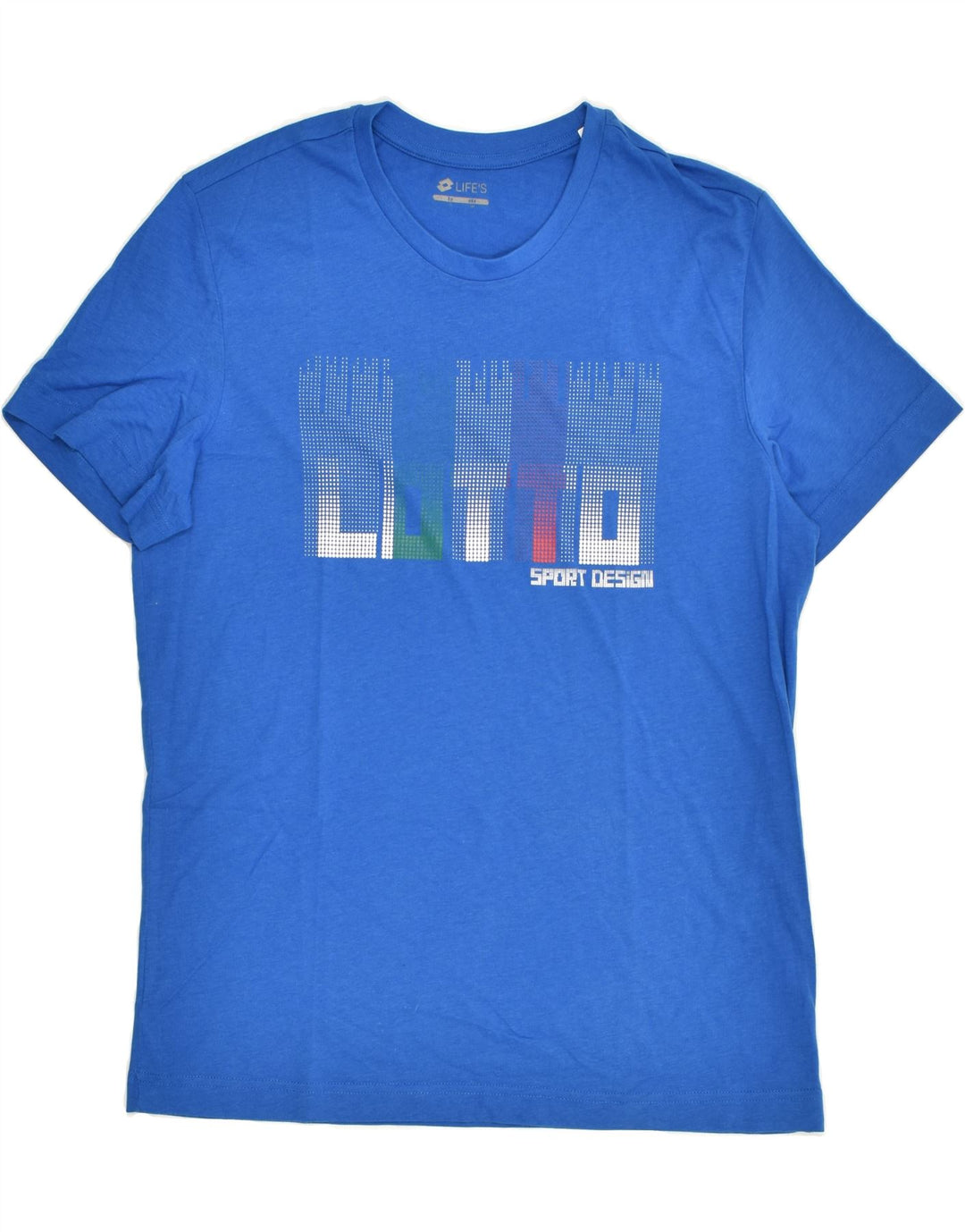 LOTTO Womens Graphic T-Shirt Top UK 16 Large Blue Cotton | Vintage Lotto | Thrift | Second-Hand Lotto | Used Clothing | Messina Hembry 
