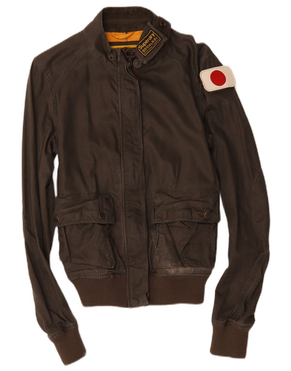 Superdry Womens Bomber Jacket UK 14 Medium Brown