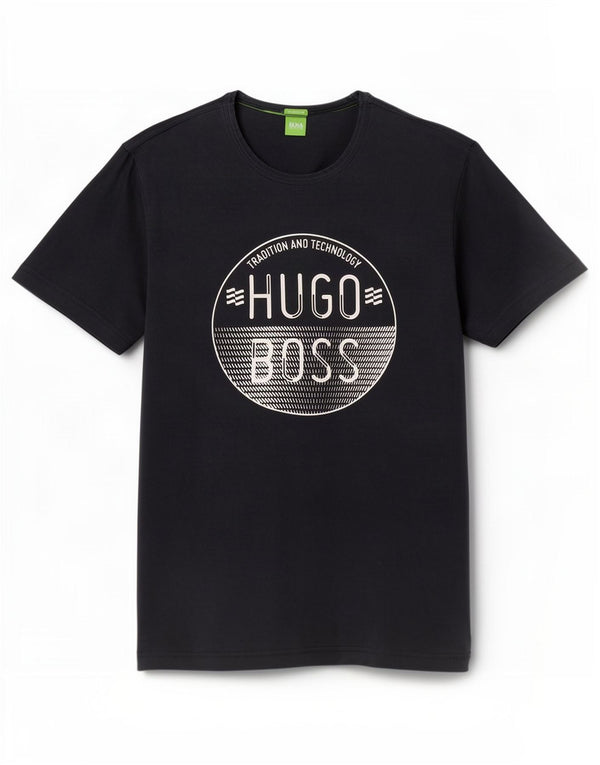 Hugo Boss Mens Regular Fit Graphic T-Shirt Top Large Navy Blue Cotton