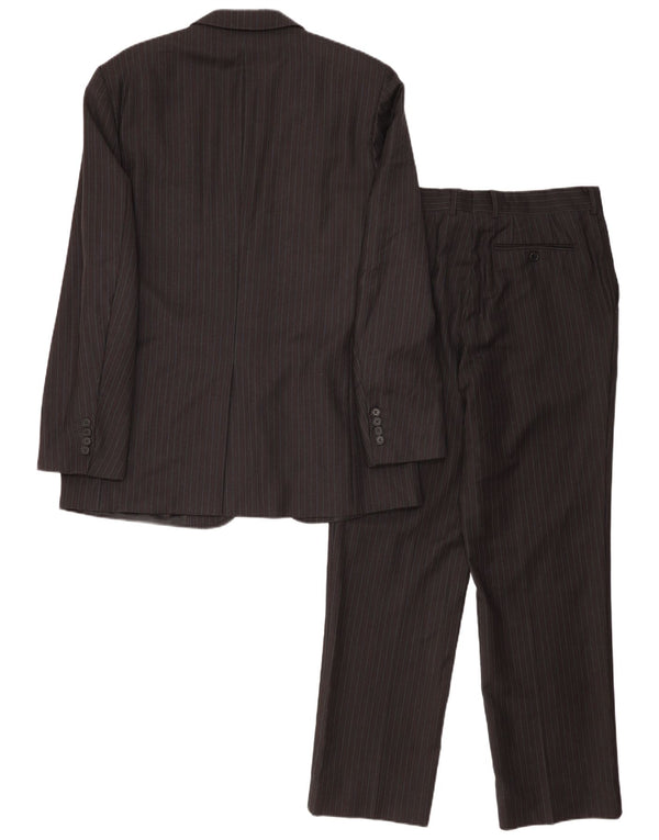Zara Mens 2 Button Piece Suit EU 52 Large W32 L31 Black Pinstripe Wool