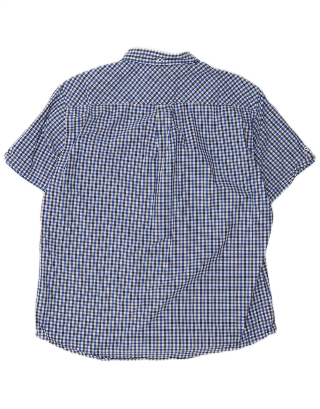 Ben Sherman Herren-Kurzarmhemd XL aus blauer Gingham-Baumwolle