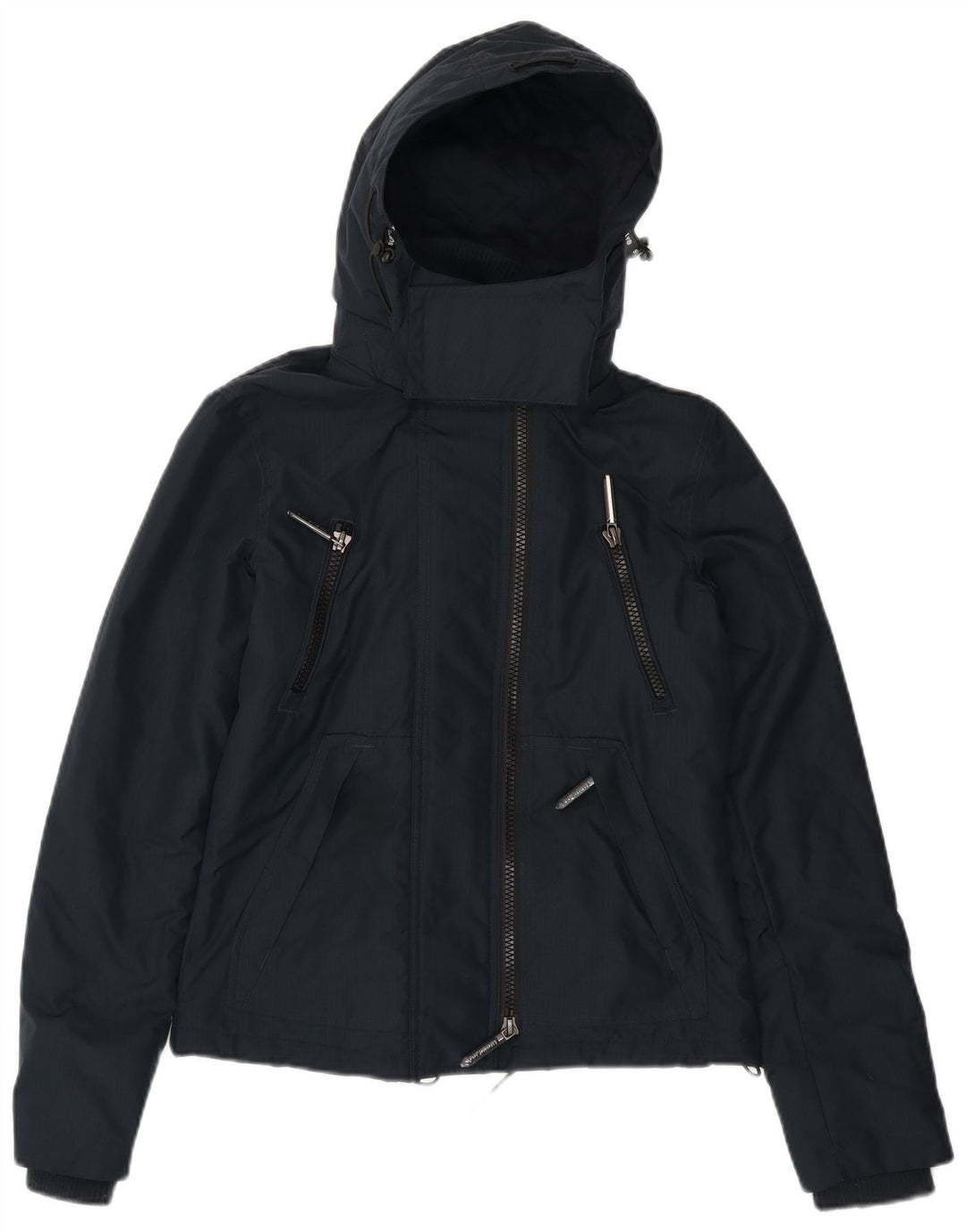 SUPERDRY Womens Graphic Hooded Windbreaker Jacket UK 8 Small Navy Blue