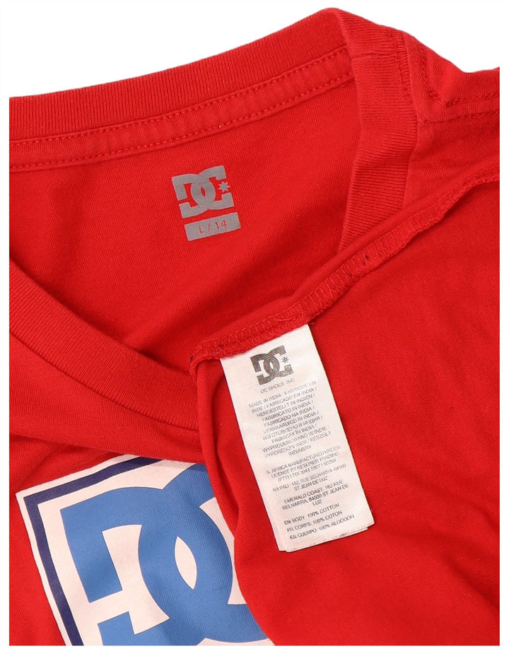 DC Boys Graphic T-Shirt Top 13-14 Years Large Red Cotton