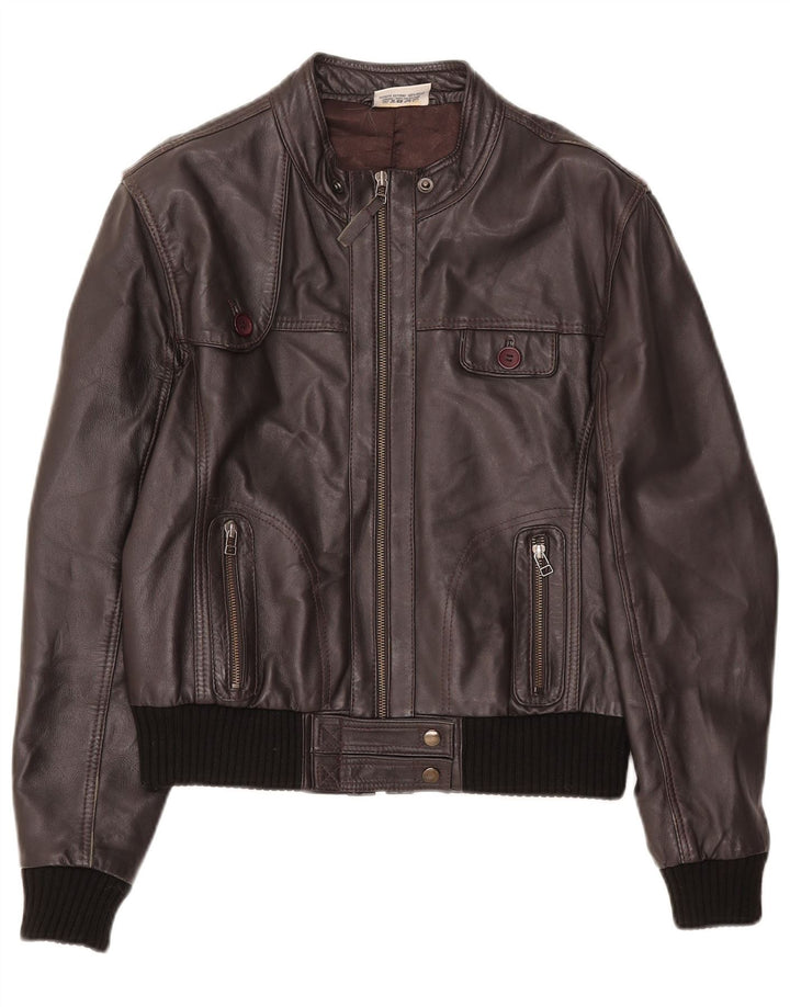 I Extenso Womens Bomber Læderjakke UK 18 XL Brun