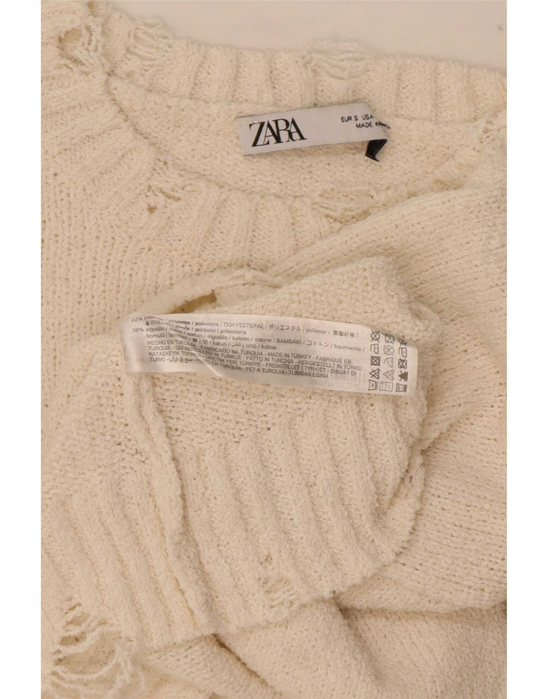 Maglione Bolero oversize da donna Zara UK 10 piccolo poliestere bianco sporco