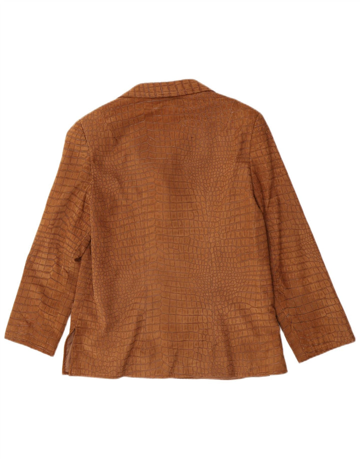 Vintage Womens 4 Button Blazer Jacket UK 12 Medium Brown Animal Print